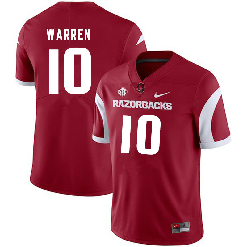 Men #10 De'Vion Warren Arkansas Razorbacks College Football Jerseys Sale-Cardinal - Click Image to Close
